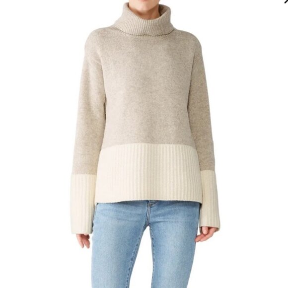 Derek Lam Wool Blend Sweater High Neck Pullover Beige Cream Size Small Apres Ski - Picture 2 of 13